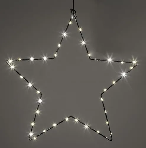 LED Leuchtstern zum Hängen aus Metall in schwarz mit Timer