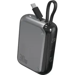 4smarts Powerbank Pocket mit USB-C Kabel 10000mAh spacegrau (540699) - Grau