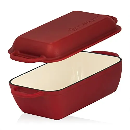 Mahlzeit Gusseisen Bräter 4,8L - Dark Cherry - Pfannen | Vielseitiger 2in1 Bräter mit Deckel, perfekt für Induktionsherde und ideal zum Braten, Schmoren und Grillen mit ansprechendem Branding.