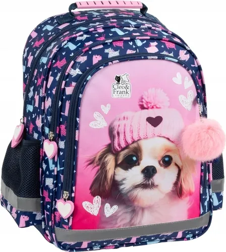 Derform Cleo & Frank Schulrucksack, 2-Kammer-Rucksack mit Hundedesign