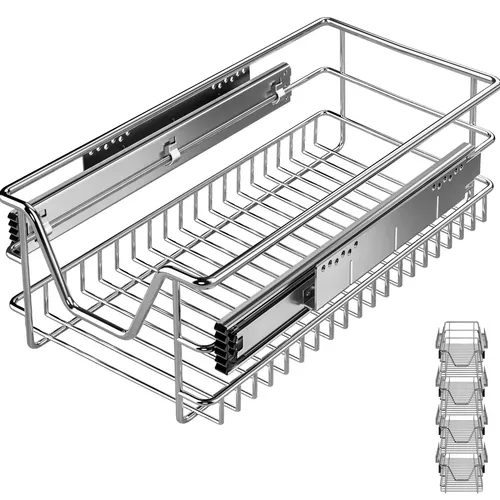 Casaria® Teleskopschublade 30cm - 4er Set - Schubladenauszüge für mehr Ordnung in Küche und Kleiderschrank, belastbar bis 25kg, komplett ausziehbar für einfachen Zugriff auf Geschirr und Vorräte.