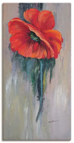 Artland Leinwandbild Roter Mohn III - Handgefertigtes Kunstwerk auf Keilrahmen - Bilder - Hochwertiges Leinwandbild