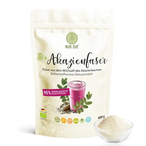 Bio Akazienfaser Pulver 400 g wasserlöslicher Ballaststoff 100% Gummi Arabicum
