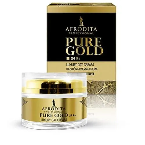 Afrodita Professional Pure Gold 24K Luxus Tagescreme, Anti-Aging Gesichtscreme für Damen, intensive Feuchtigkeit & Straffung für reife normale bis trockene Haut, vegan, 50 ml