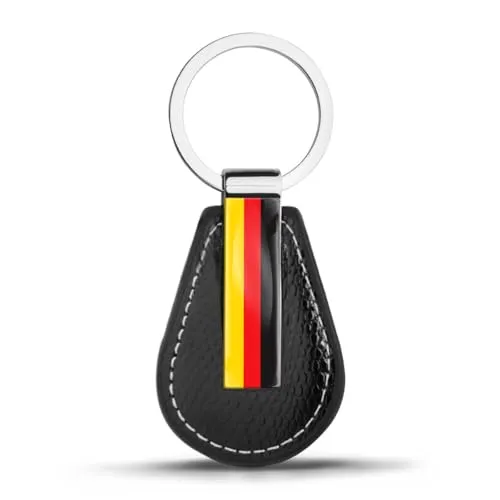 Biomar Labs Schlüsselanhänge Metall-Schlüsselanhänger aus Leder Autoschlüssel mit Geschenkbox Edelstahl (Deutschland Deutsche Flagge KK 114)
