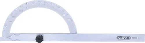 KS Tools 300.0643 Winkelmesser - Messwerkzeuge für präzises Messen von Winkeln von 0 bis 180°, aus rostfreiem Stahl mit blendfreier, mattierter Oberfläche und klarer Gradteilung.