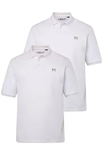 Men Plus Herren Poloshirts 2er-Pack - Poloshirts für Herren in Übergrößen L-8XL, hochwertiger Piqué-Stoff, ideal für den Alltag und in schneeweiß, Doppelpack zum starken Preis.