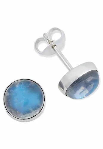 Ohrstecker 925 Silber Mondstein weißer Stein schimmer Edelstein Ohrringe echt Silber Damen Sterling Silber Stecker Geschenk(MOS-042-04)