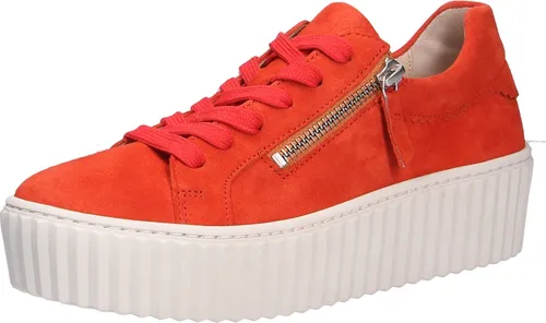 Gabor Samtchevreau pumpkin ZIP Damen Sneaker low in Rot, Größe 3.5 - Modischer Sneaker von Gabor aus weichem Veloursleder, mit herausnehmbarer Einlegesohle und flachem Absatz für optimalen Tragekomfort. Ideal für den Alltag und normal breite Füße (Weite F).