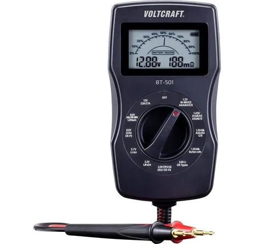 VOLTCRAFT Batterietester BT-501 - 1,2 V Messbereich, präzise Batteriediagnose für zuverlässige Leistung