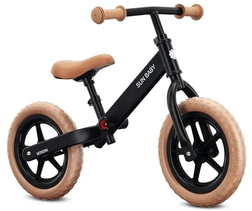 sun baby Kinder Laufrad ab 2 Jahren Modern, max. 30 kg, Baby Lauflernrad für Mädchen & Jungen mit Stahlrahmen, Eva-Räder, Verstellbarer Sattel und Lenker - Schwarz