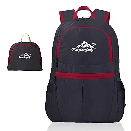 INTIRILIFE Faltbarer Rucksack Ultraleicht in Schwarz - 20 x 21 cm / 30.8 x 21.8 x 42 cm - Unisex Wanderrucksack Wasserdicht - 36L - Outdoor Daypack für Camping, Wandern, Reisen, Klettern, UVM.