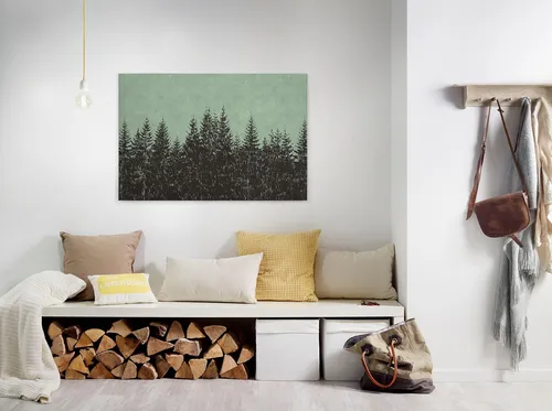 A.S. Création Leinwandbild black forest, Kinder, Kunst, Wald (1 St), Wald Bild Keilrahmen Leinwand-Bild Wohnzimmer modern Wandbild Kinder