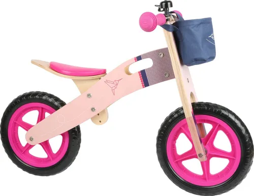 small foot Laufrad Kolibri für Mädchen, rosa - Höhenverstellbares Holz-Laufrad mit Softbereifung, ideal zur Förderung von Balance und Gleichgewichtssinn für Kinder ab 3 Jahren.