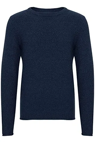 Blend 20712644 Herren Strickpullover Grobstrick Pullover mit Rundhalsausschnitt O-Neck Meliert, Größe:XL, Farbe:Dress Blues (194024)