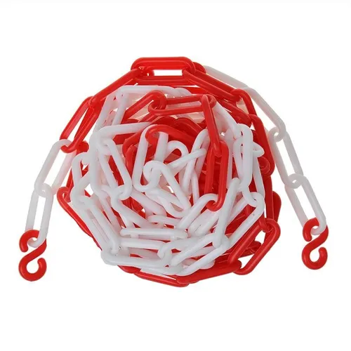 Pro Plus Absperrkette, rot/weiß, 5m - Praktische 5 Meter lange Absperrkette in rot/weiß mit stabilen Kunststoffhaken. Ideal für vielseitige Absperrungen und zur einfachen Handhabung.