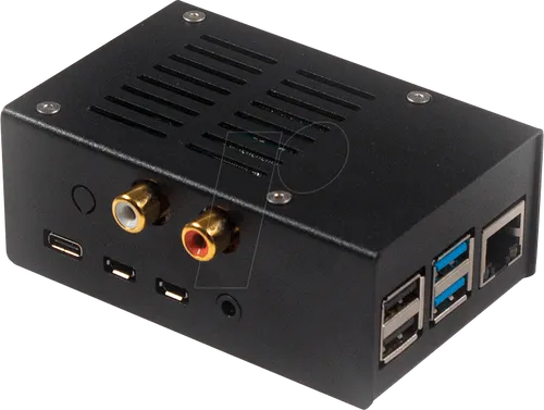 HB CASE4 DAC+BK2 - Gehäuse für Raspberry Pi 4 & HiFiBerry DAC+ - PC-Gehäuse aus elegantem Stahl, ideal für Raspberry Pi 4 und HiFiBerry DAC+, einfache Montage und vielseitige Kompatibilität.
