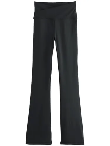 NEXT Damen Standard Active Leggings mit Schlag und Wickelbund Schwarz M