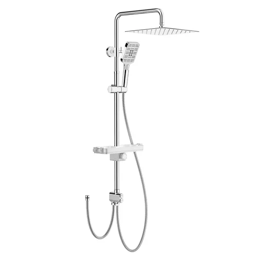 12-Zoll chromplattierter Duschkopf-Set mit Doppel-Funktion - Brausegarnituren mit flexibler Ablage und einfacher Montage in nur einer Minute. Genießen Sie verschiedene Duschmodi und kalkabweisende Düsen für mühelose Reinigung.