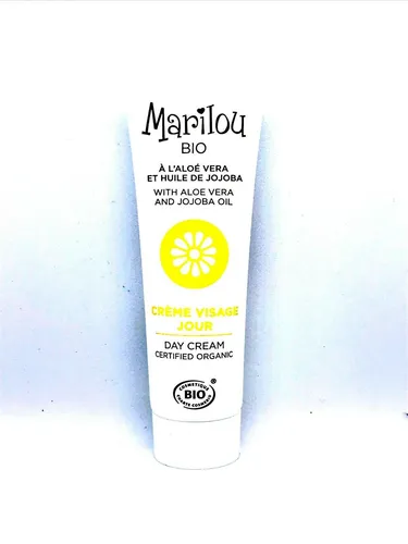 Creme Gesicht Tag Biologisch Marilou bio - Bio-Gesichtscreme für alle Hauttypen, spendet Feuchtigkeit und schützt die Haut, 30 ml, hergestellt in Frankreich.