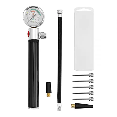 Mini Ballpumpe mit Manometer - Sport Pumpen - Präzise Druckmessung bis 1,4 Bar für alle Sportbälle, leicht und tragbar für den Einsatz unterwegs.