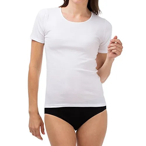 SCHÖLLER 3er Pack Damen Unterhemd Kurzarm I Damen Shirt I 51140-44-561 I Größe 48 I Farbe Weiß