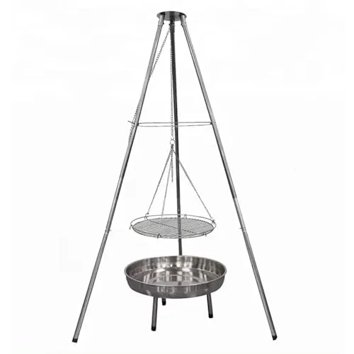GLÜHZONE Holzkohlegrill HKG 100 – Edelstahl Schwenkgrill mit Feuerschale