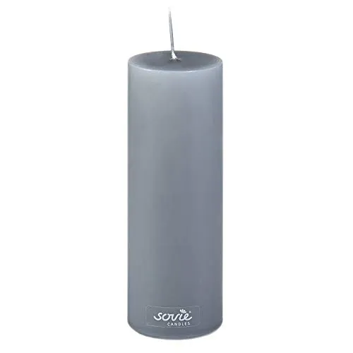 Sovie CANDLES Stumpenkerze GRAU - Ø 50 mm x 150 mm - ca. 42 Std. Brenndauer – Blockkerze Flachkopfkerze Votivkerze Dochtkerze Dekokerze für Dekoration & Feier