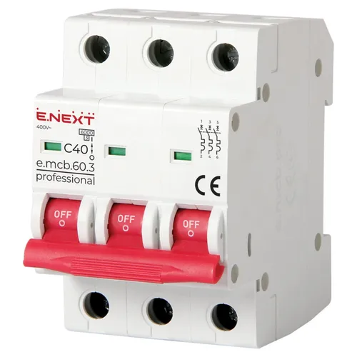 E.NEXT p042035 Leitungsschutzschalter Sicherung PRO 3P C 40A 6kA 230/400V AC