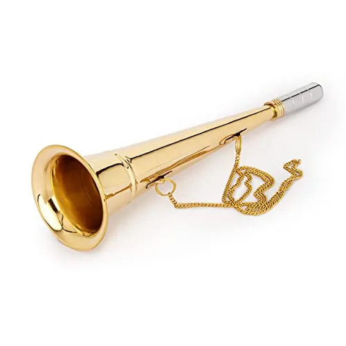 NKlaus Maritimes Nebelhorn Ø: 9,5cm Messing silber massiv mit Kette uthentischem Sound 11699