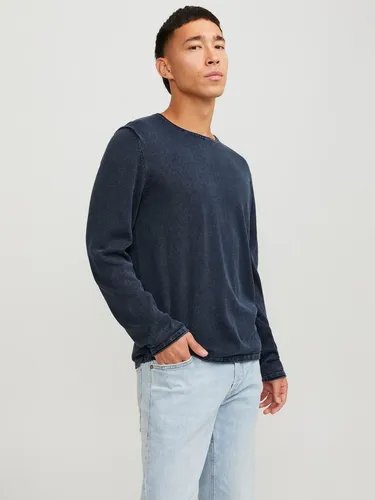 JACK & JONES Jjeleo Knit Crew Neck Pullover für Herren - Stylisher Strickpullover in Navy Blazer, aus weicher Baumwollqualität mit Stretchanteil für optimalen Komfort und perfekten Sitz.