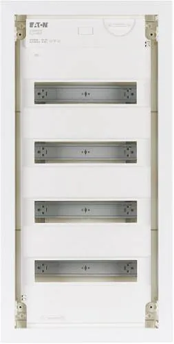 Eaton 178804 KLV-48UPP-F Kleinverteiler Unterputz - Elektroinstallation mit 12 Teilungen und 4 Reihen, ideal für platzsparende Lösungen dank dezentem und superflachem Türdesign.