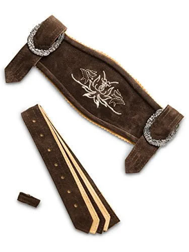 Damen Lederhosen Hosenträger Almglück in braun von Schöneberger Trachten Couture