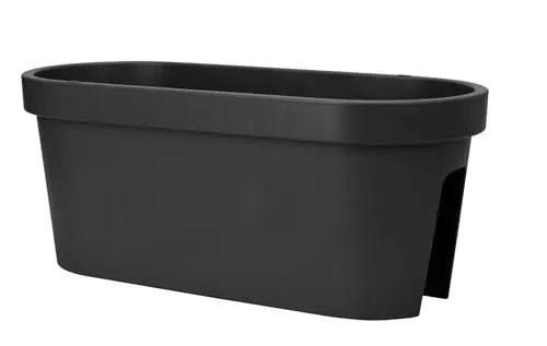 mucHome Balkonkasten für Geländer in Anthrazit Blumenkasten Blumentopf Pflanztopf Blumenkübel Geländertopf (60 x 26 cm)