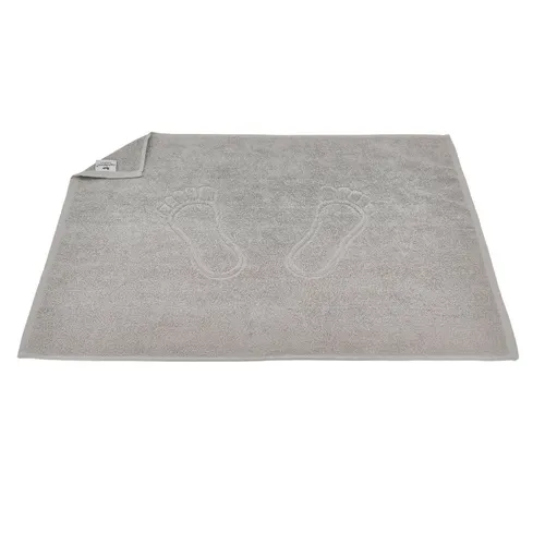 Badematte Duschvorleger 50x70 grau 100% Baumwolle Badvorleger Fußabdruck 2 x
