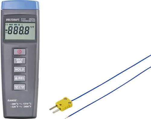 VOLTCRAFT K101 + TP 202 Temperatur-Messgerät Fühler-Typ K - Temperatur-Messtaster & Temperaturfühler, ideal für professionelle Messungen von 0 bis 250 °C in Klimaanlagen, Heizung und Lüftung mit robustem Design zum Spitzenpreis.