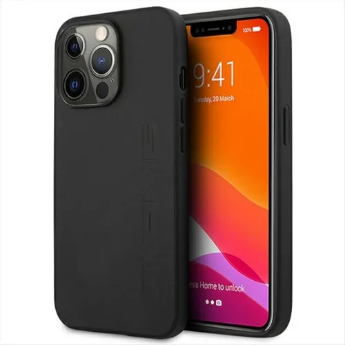 AMG Apple iPhone 14 Pro Max Schutzhülle - Elegantes Leder Case in Schwarz - Taschen & Schutzhüllen, hochwertige Lederhülle mit Hot Stamping für optimalen Schutz und stilvolles Design.