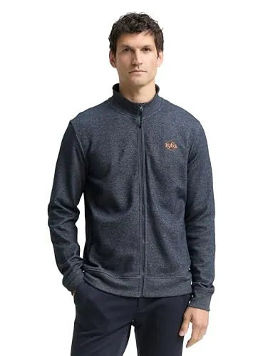 TOM TAILOR Herren Sweatjacke mit Stehkragen - Stylische melierte Sweatjacke mit praktischem Stehkragen und Reißverschlusstaschen. Angenehm zu tragen dank hochwertiger Baumwoll-Polyester-Mischung. Ideal für den Alltag in Regular Fit.