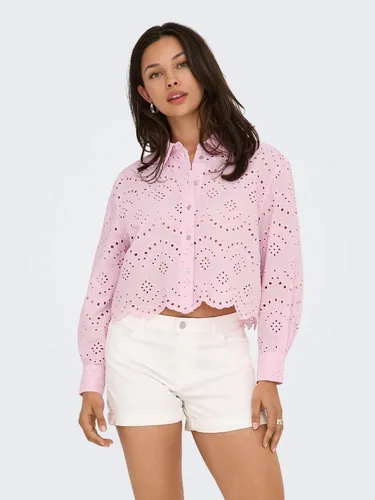 ONLY ONLVALAIS L/S SHIRT WVN NOOS Damenbluse in Pink Lady - Stylische Langarmbluse von ONLY für Damen. Lockerer Schnitt, taillenlang und aus 100% Baumwolle – ideal für den Alltag. Pflegeleicht und bequem, perfekt für modische Outfits.