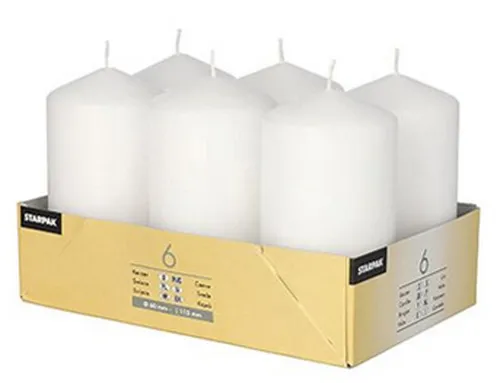 STARPAK Stumpenkerze Durchmesser: 60 mm weiß 6 Stück
