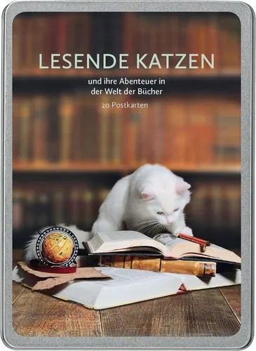 Postkarte Lesende Katzen: und ihre Abenteuer in der Welt der Bücher