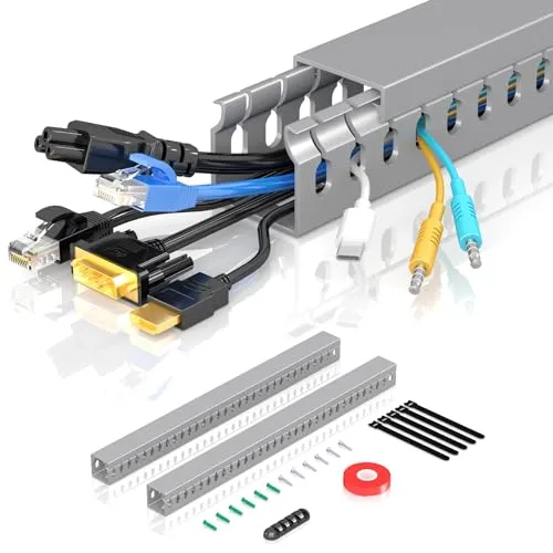 Kabelkanal-Raceway-Kit, offener Schlitz-Kabelkanal für TV-Kabel, Kabel-Concealer-Kabelwanne Kabelmanagement-Tunnel unter dem Schreibtisch (2 Pack)