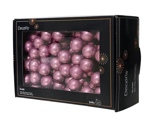 Kaemingk Weihnachtsbaumkugel, Weihnachtskugeln am Draht 2cm Glas 144 Stück - Vintagerosa glänzend