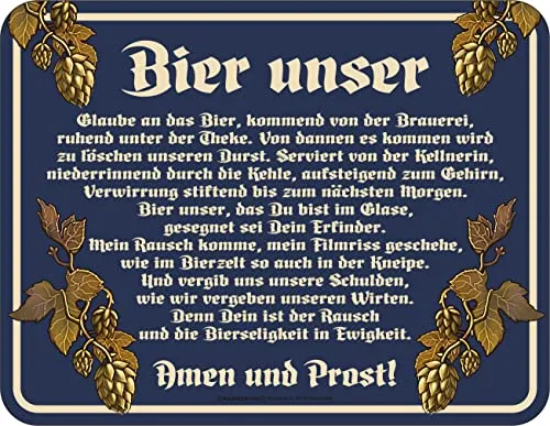 Original RAHMENLOS Deko Blechschild Hopfengebet