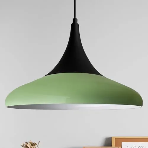 bamyum Hängelampe Paladin Minzgrün Metall Ø35cm, Pendelleuchte Lampenschirm Esstisch Wohnzimmer Industrial Vintage, Küchenlampe Hängend