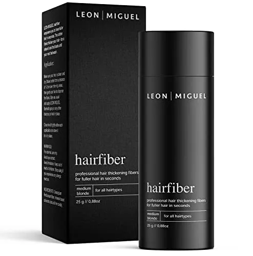 LEON MIGUEL Hair Fiber - Haarverdichtung für volles Haar - Haar-Volumen-Puder, erzielt in nur 10 Sekunden einen natürlichen Look und ist dermatologisch getestet. Ideal bei Haarausfall und lichtem Haar, für Männer und Frauen geeignet.