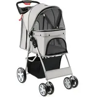 Costway Hundewagen Haustiere Buggy Bis 15 kg Grau