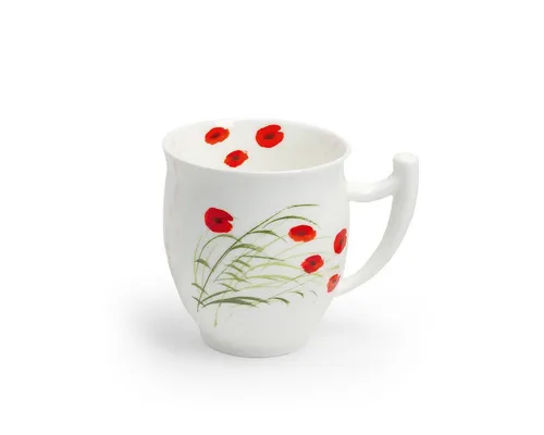 TeaLogic Tasse Caprice, Porzellan, Spülmaschinengeeignet, Mehrfarbig, Motiv: Mohn