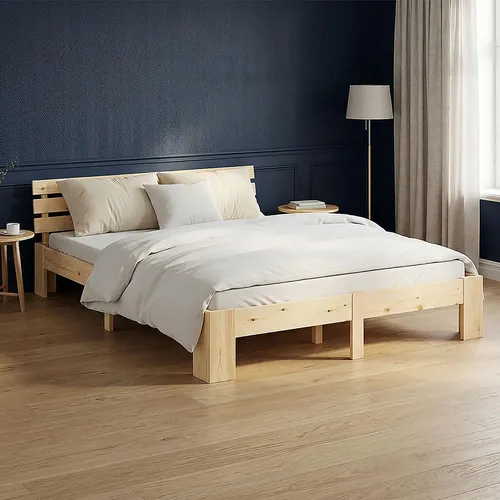 Homestyle4u Massivholz Doppelbett 160x200 cm mit 2 Matratzen - Erlebe erholsamen Schlaf zu zweit mit diesem stabilen Doppelbett aus Kiefernholz. Inklusive zwei komfortablen Matratzen für individuellen Liegekomfort. Ideal für jedes Schlafzimmer!