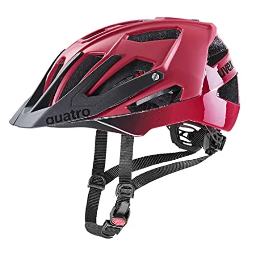 UVEX Quatro CC MTB Fahrradhelm - Sicherheit in dark red-black - Fahrradhelm für Unisex Erwachsene, mit abnehmbarem Schirm und einstellbarer Passform für optimalen Komfort und Sicherheit beim Radsport.